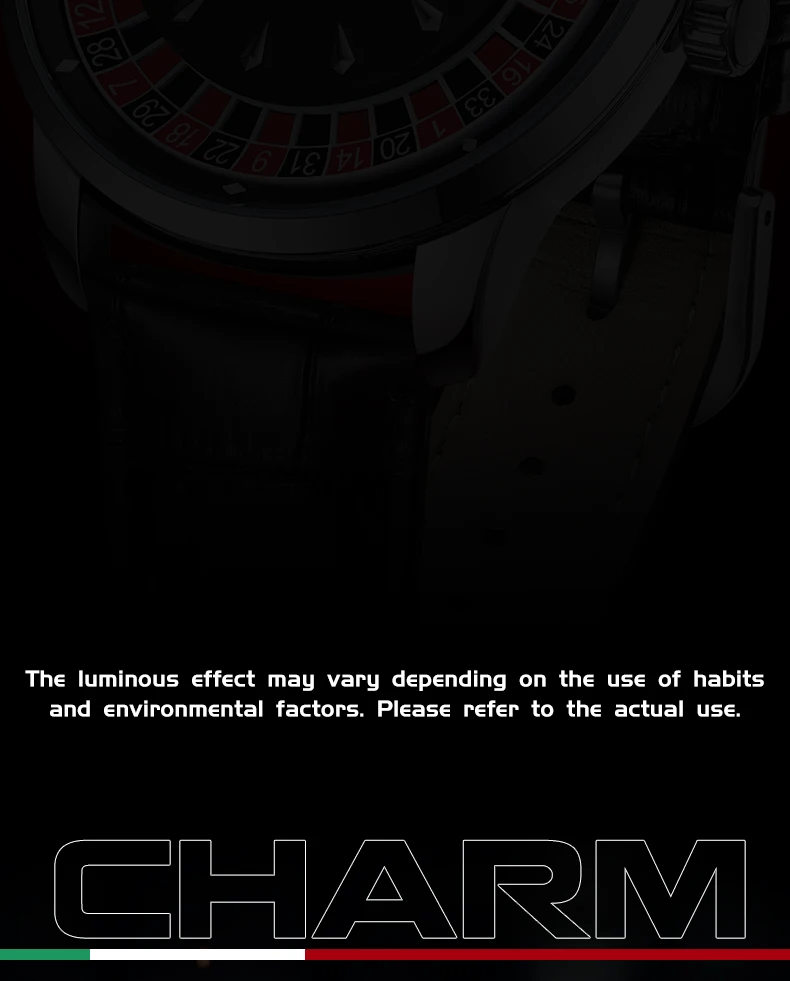 TIMEARTX Men's Trendy Watch European Roulette Poker Game Style Quartz Movement Genuine Leather Luxury Watch Men's Watches