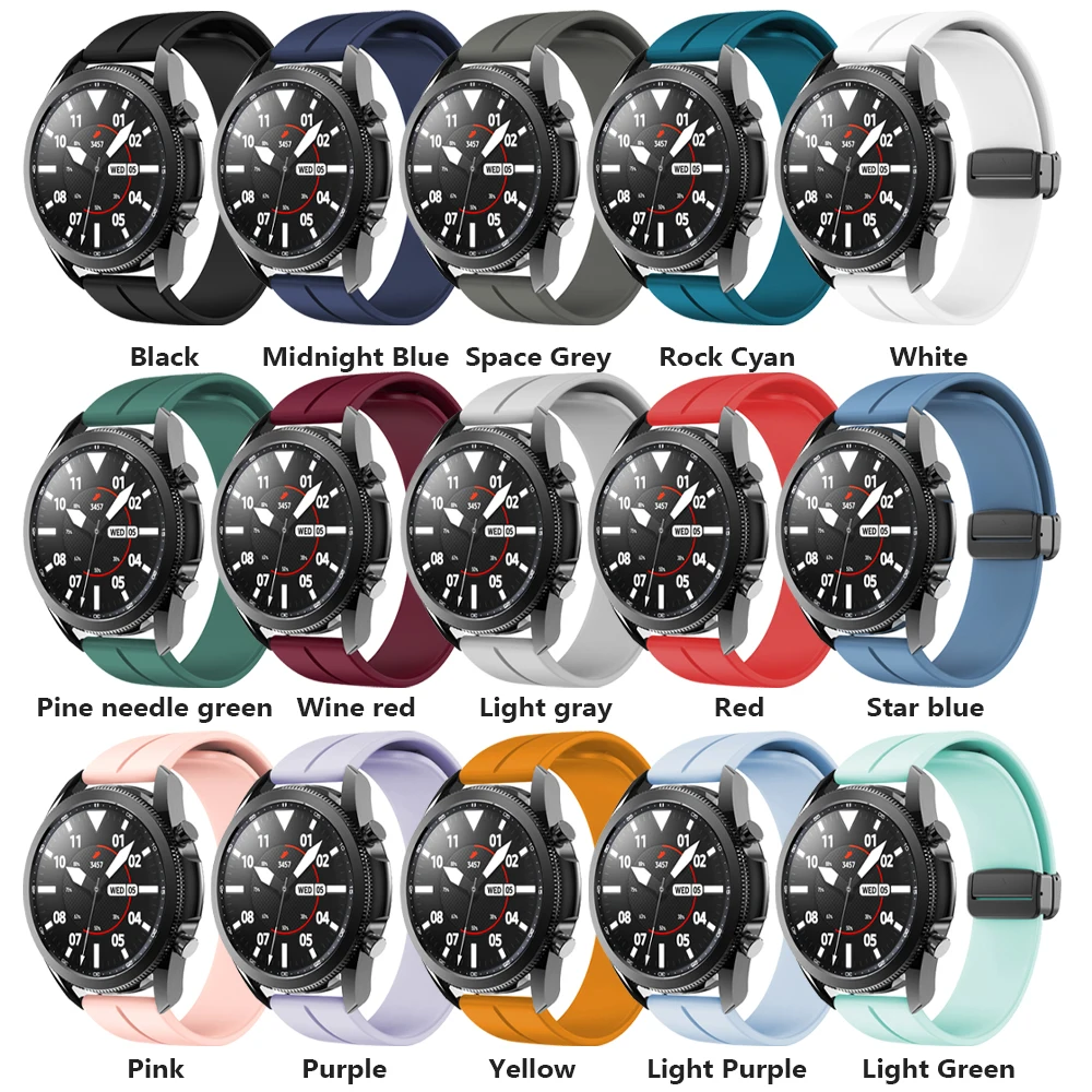 18mm 20mm 22mm Silicone Band for Samsung Galaxy Watch 7 6 5 4 40/44mm Magnetic Bracelet for Huawei Watch GT7 6Pro GT5 4Pro 46mm