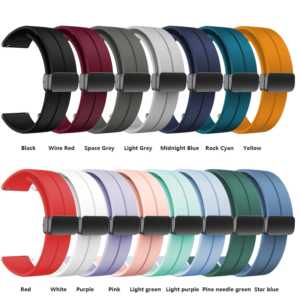 18mm 20mm 22mm Silicone Band for Samsung Galaxy Watch 7 6 5 4 40/44mm Magnetic Bracelet for Huawei Watch GT7 6Pro GT5 4Pro 46mm