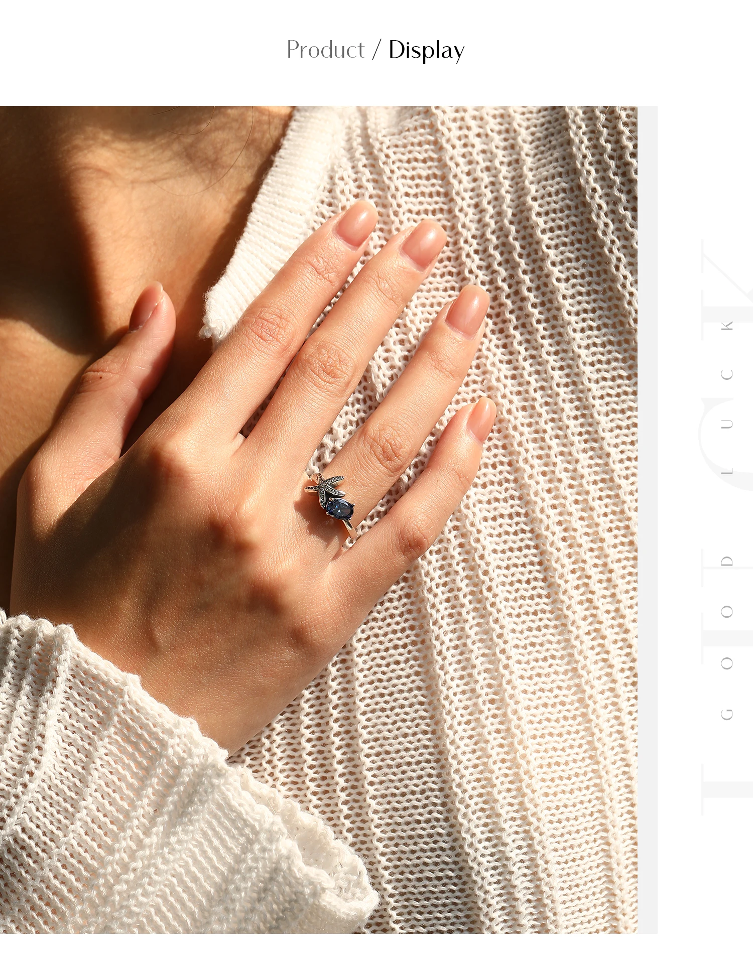 MODIAN 925 Sterling Silver Tanzanian Color Oval CZ Ring Vintage Pave Setting Starfish Jewelry for Women Silver Ring Gift