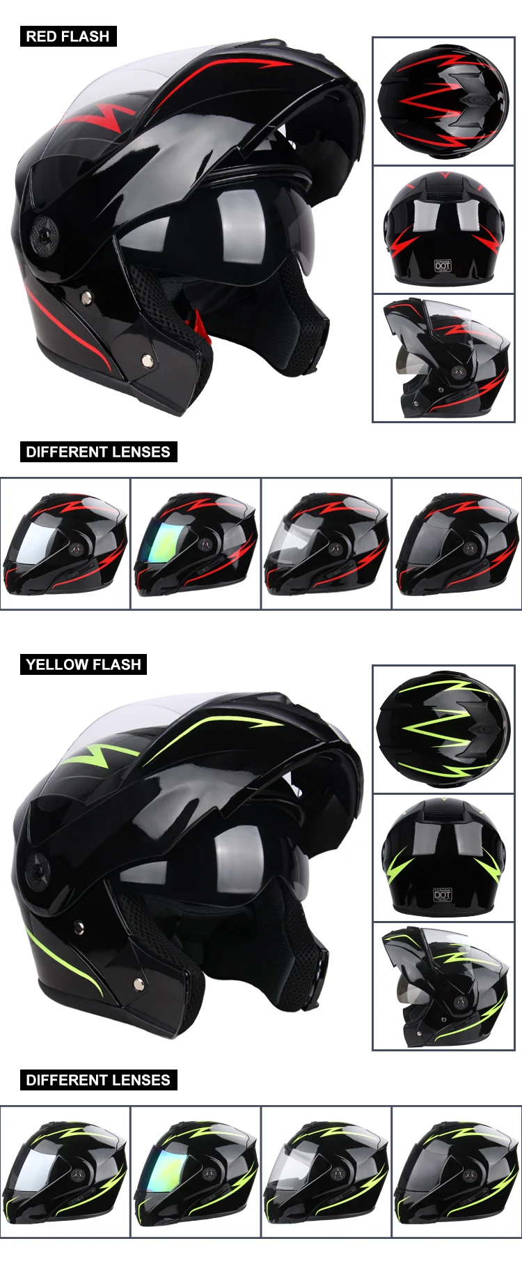 New Motorcycle helmet full face racing with Double sun visor Women man flip up Double lens DOT Gifts gloves and mask