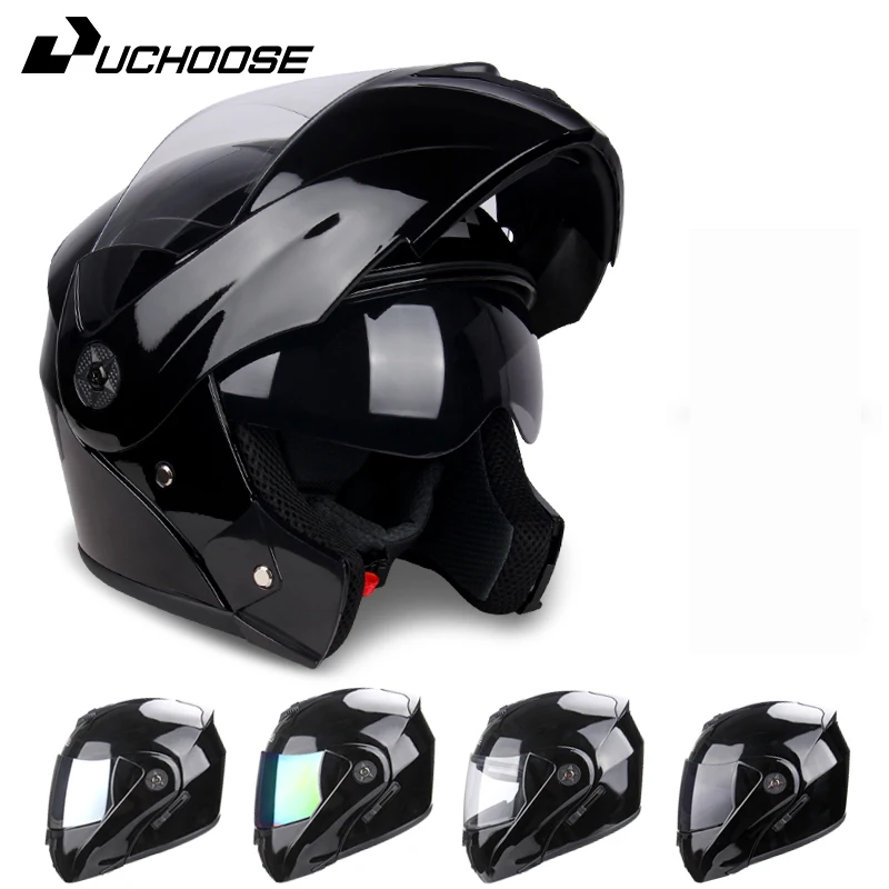 New Motorcycle helmet full face racing with Double sun visor Women man flip up Double lens DOT Gifts gloves and mask