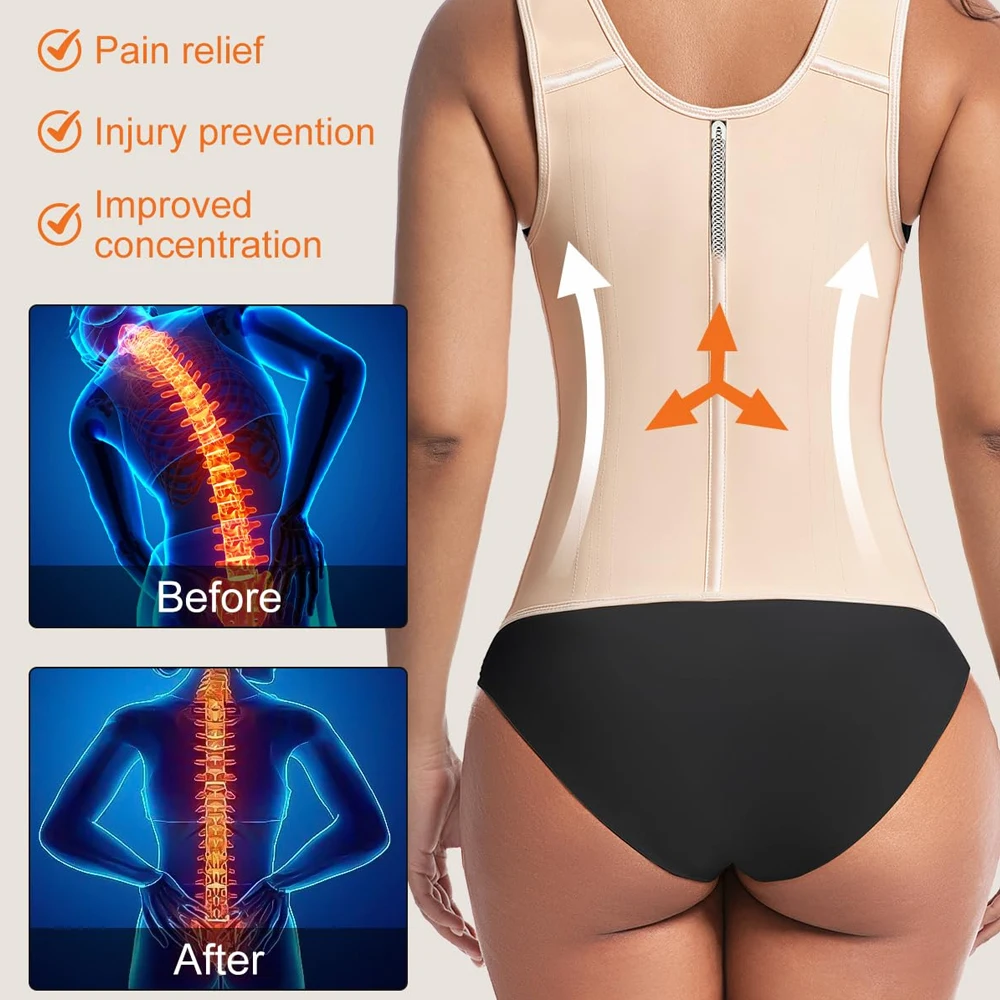 1PCS Waist Trainer for Women Corset Shapewear with Zipper Women's Waist Cincher Tank Top with Adjustable Straps