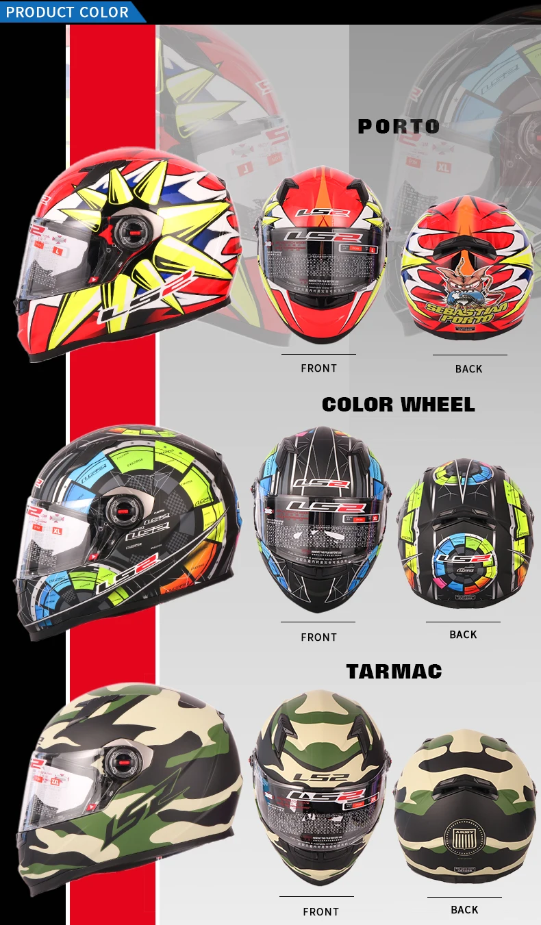 LS2 FF358 Full Face Motorcycle Helmet High Quality LS2 Brazil Flag Capacete Casque Moto Helm ECE Approved No Pump