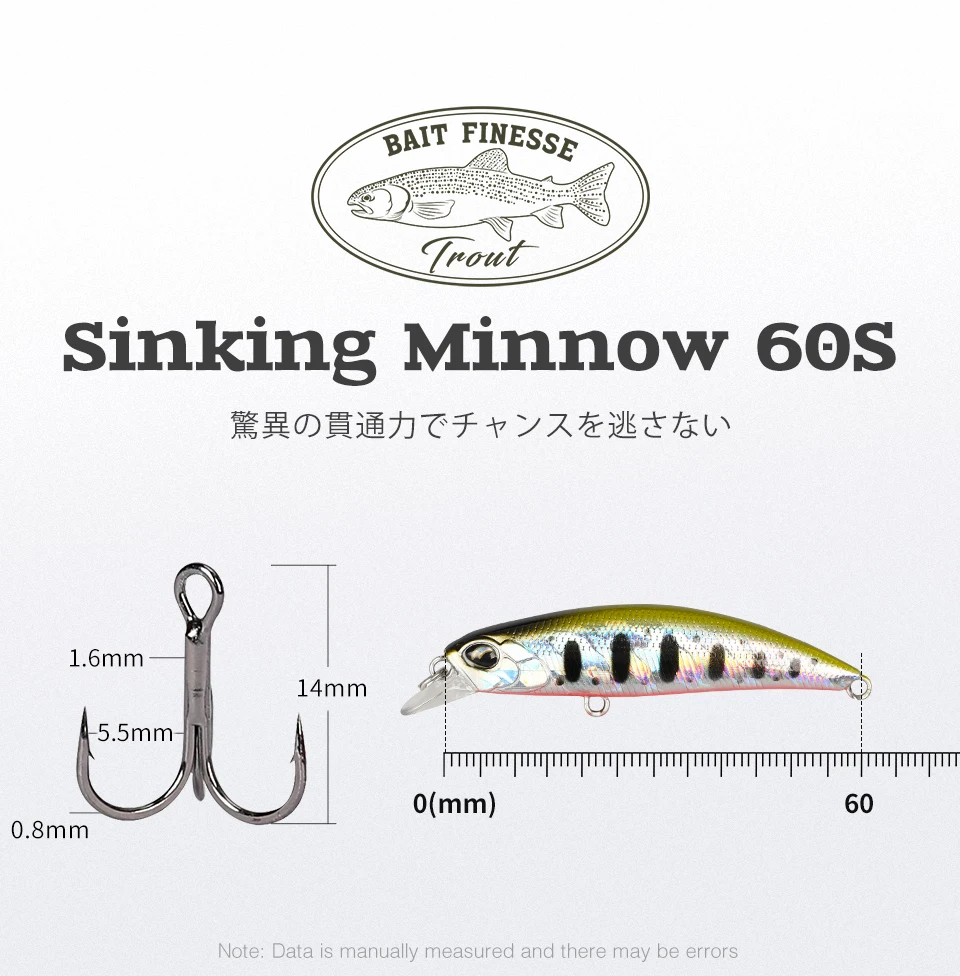 TSURINOYA Sinking Minnow 60S 60mm 6.1g DW67 New Fishing Lures Professional Hard Lure Pencil Wobbler Crankbait Bass Pike Baits