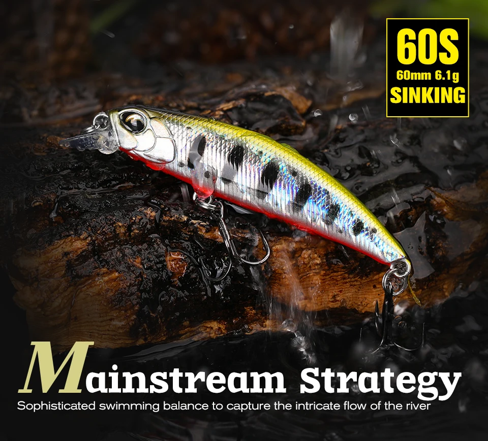TSURINOYA Sinking Minnow 60S 60mm 6.1g DW67 New Fishing Lures Professional Hard Lure Pencil Wobbler Crankbait Bass Pike Baits