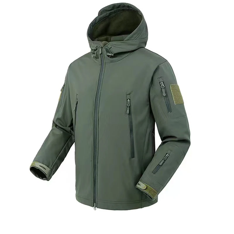 Men's Autumn Winter SoftShell Fleece Jackets Male Hood Windproof Coat Fishing Hiking Camping Climbing Skiing Warm Pants Trousers
