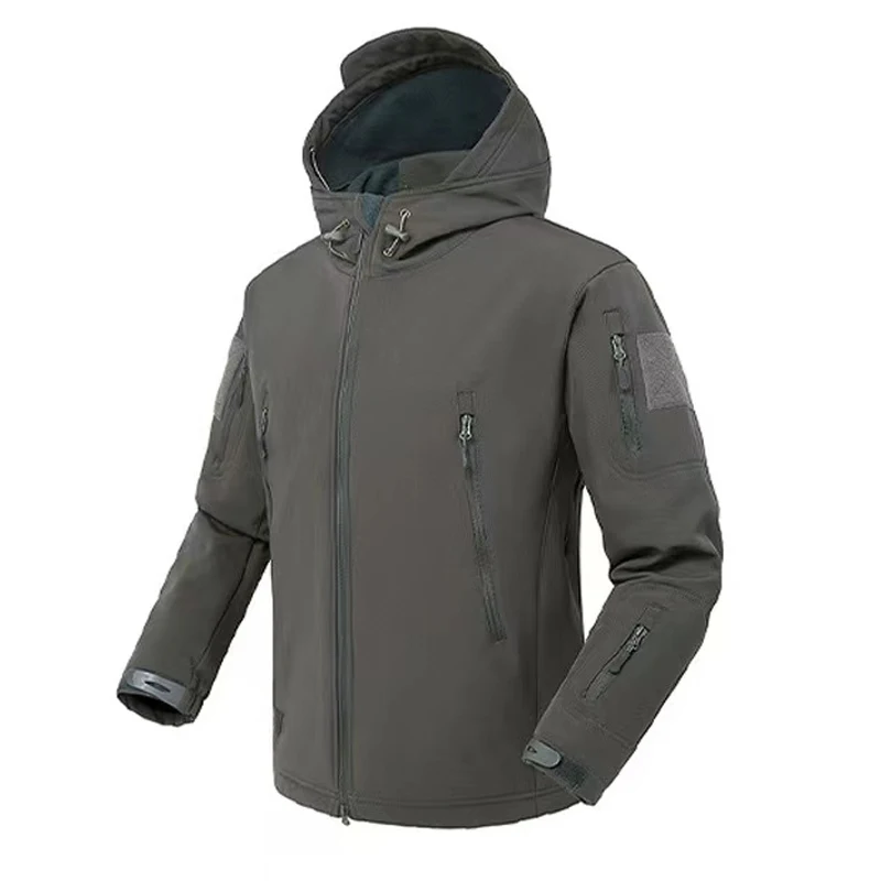 Men's Autumn Winter SoftShell Fleece Jackets Male Hood Windproof Coat Fishing Hiking Camping Climbing Skiing Warm Pants Trousers