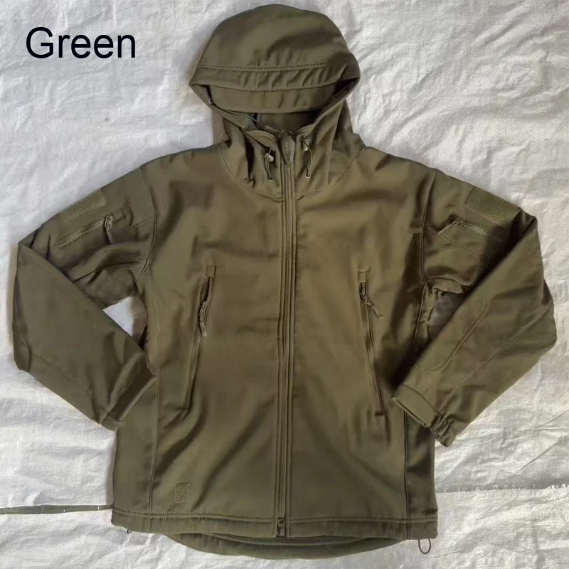 Men's Autumn Winter SoftShell Fleece Jackets Male Hood Windproof Coat Fishing Hiking Camping Climbing Skiing Warm Pants Trousers