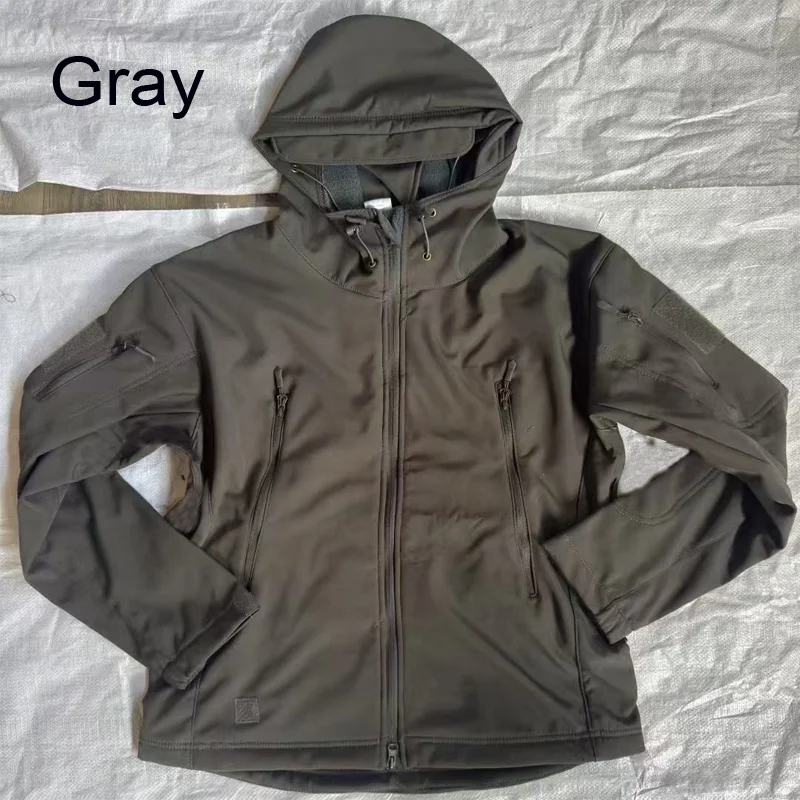 Men's Autumn Winter SoftShell Fleece Jackets Male Hood Windproof Coat Fishing Hiking Camping Climbing Skiing Warm Pants Trousers