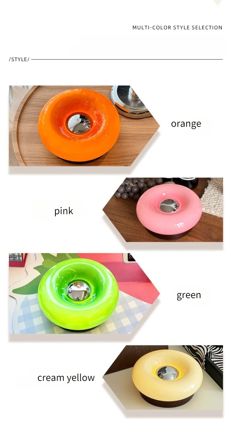Cute Donut Touch Desk Lamp Bauhaus Design Bedroom Bedside Ambient Light Solid Wood Charging Lamps