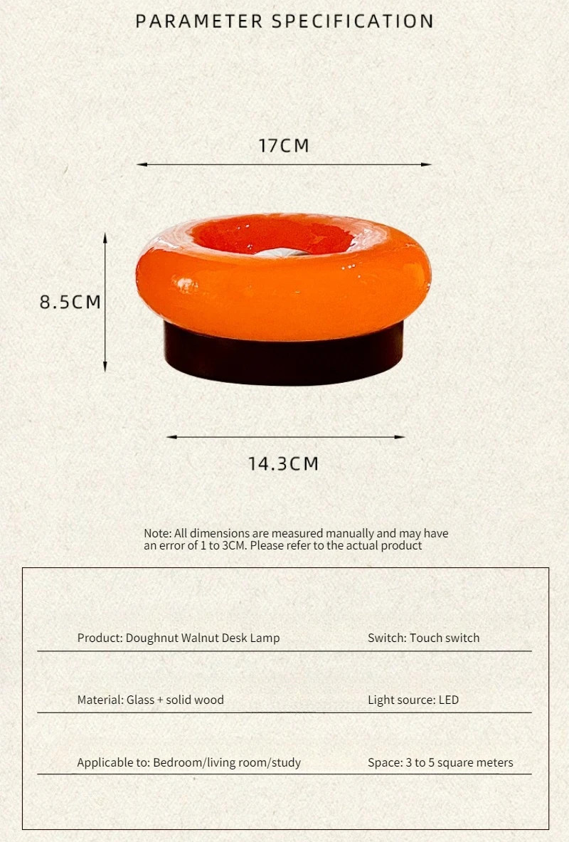 Cute Donut Touch Desk Lamp Bauhaus Design Bedroom Bedside Ambient Light Solid Wood Charging Lamps
