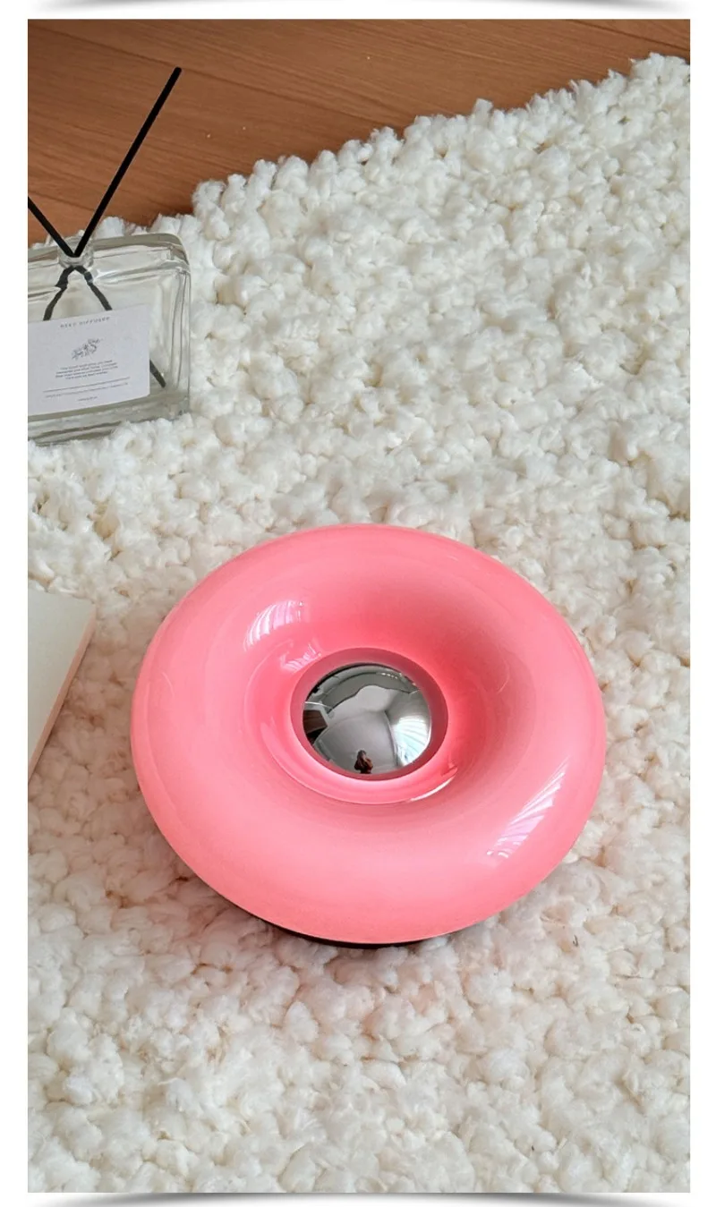 Cute Donut Touch Desk Lamp Bauhaus Design Bedroom Bedside Ambient Light Solid Wood Charging Lamps