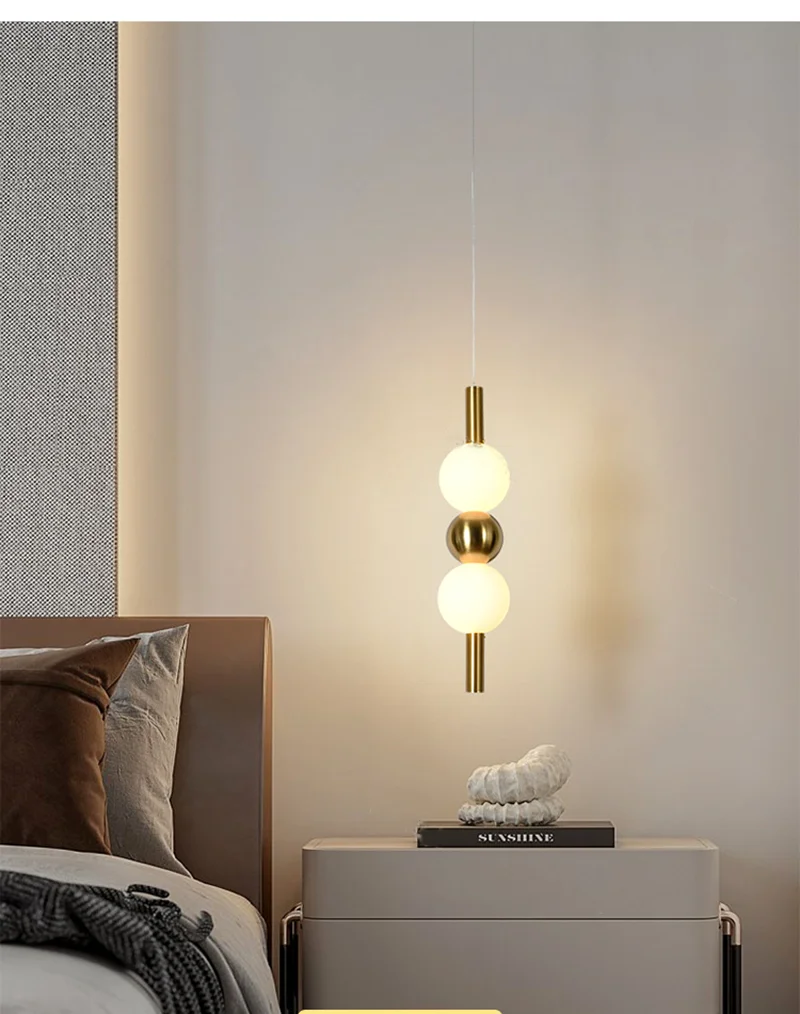 Designer Led Pendant Chandelier for Cafe Bar Bedroom Bedside Kitchen 4 Heads Round Ball Hanging Lighting Fixture Home Decor
