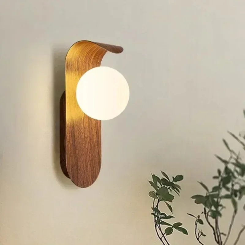 Iron Wood Grain Wall Lamp Acrylic Lamp Shade Living Room Bedroom Bookstore Retro Decoration Corridor Hall Simple Background Lamp