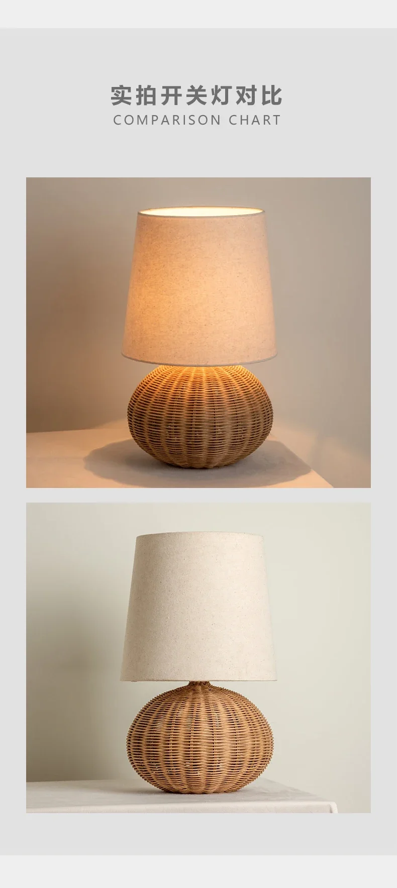 Wabi-sabi Retro Desk Lamp Bedroom Bedside fabric Table Lamp Medieval Hotel Rattan Fujii Weaving Atmosphere Home Decor E27