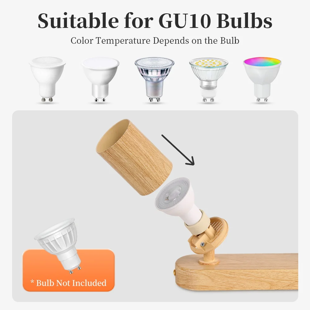 Modern Wooden Chandelier GU10 Bulb Replacement Led Spot Pedant Lamp for Aisle Bedroom Cloakroom Toilet Track Light Fixture