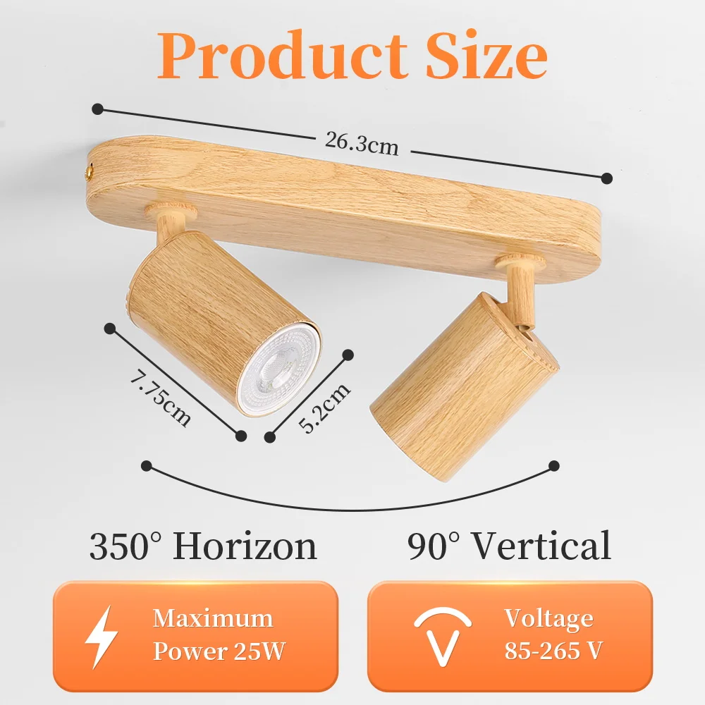 Modern Wooden Chandelier GU10 Bulb Replacement Led Spot Pedant Lamp for Aisle Bedroom Cloakroom Toilet Track Light Fixture