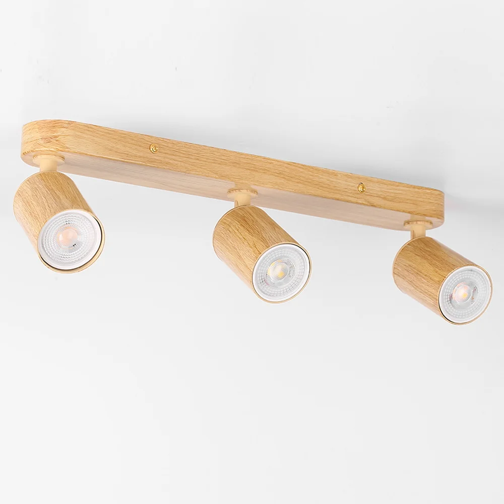 Modern Wooden Chandelier GU10 Bulb Replacement Led Spot Pedant Lamp for Aisle Bedroom Cloakroom Toilet Track Light Fixture