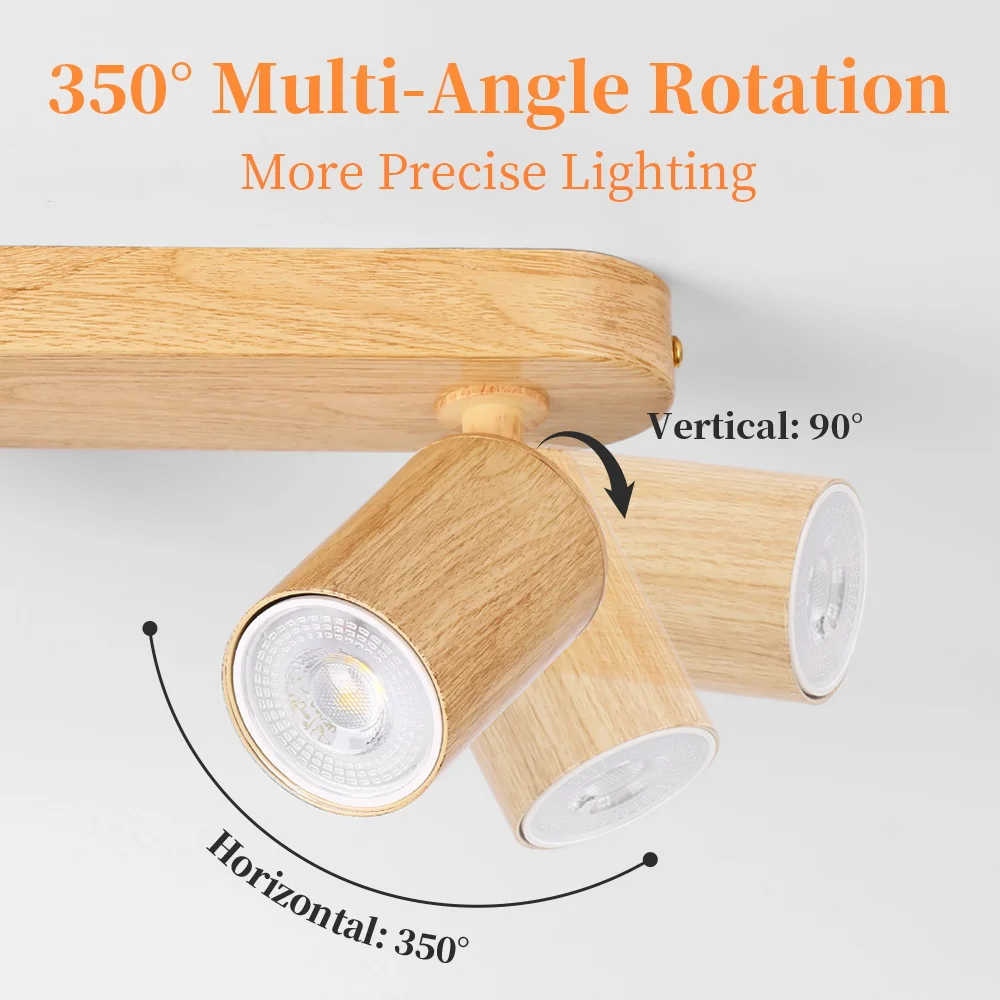 Modern Wooden Chandelier GU10 Bulb Replacement Led Spot Pedant Lamp for Aisle Bedroom Cloakroom Toilet Track Light Fixture