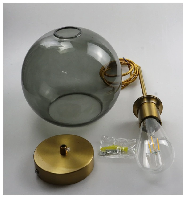 Modern Glass Ball Chandelier Lights for Dining Room Bar Kitchen Hanging Lamps Living Smoky Gray Glass Lampara Lustres Led Lights