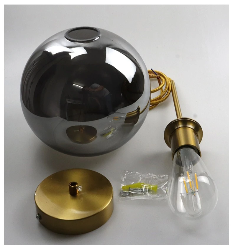 Modern Glass Ball Chandelier Lights for Dining Room Bar Kitchen Hanging Lamps Living Smoky Gray Glass Lampara Lustres Led Lights