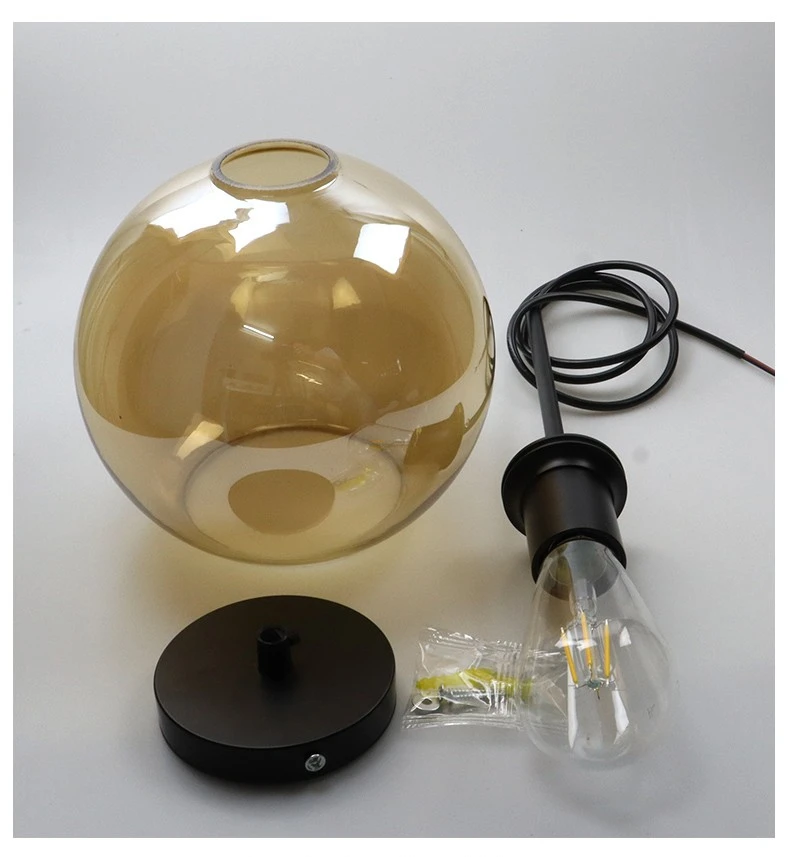 Modern Glass Ball Chandelier Lights for Dining Room Bar Kitchen Hanging Lamps Living Smoky Gray Glass Lampara Lustres Led Lights
