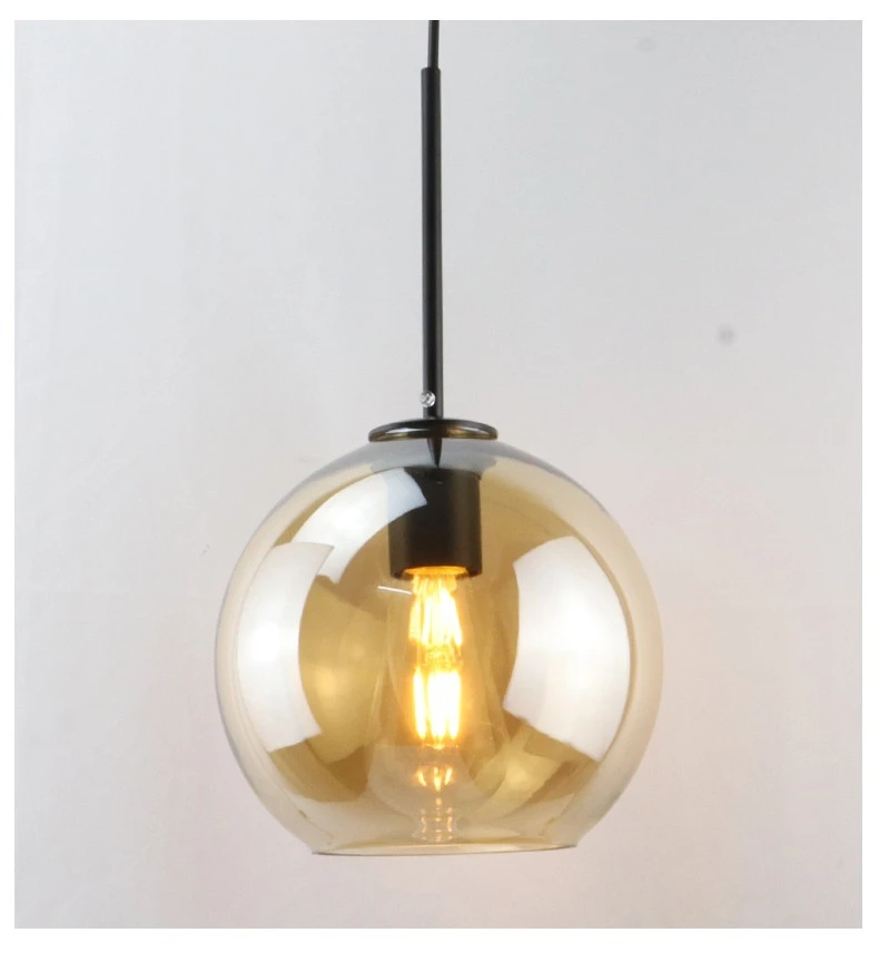 Modern Glass Ball Chandelier Lights for Dining Room Bar Kitchen Hanging Lamps Living Smoky Gray Glass Lampara Lustres Led Lights