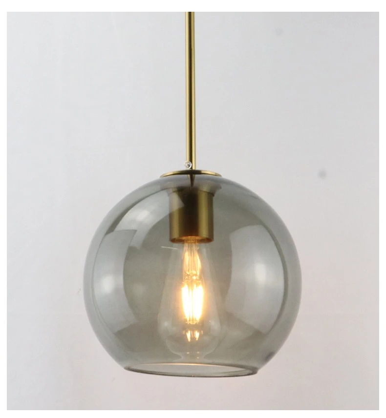 Modern Glass Ball Chandelier Lights for Dining Room Bar Kitchen Hanging Lamps Living Smoky Gray Glass Lampara Lustres Led Lights