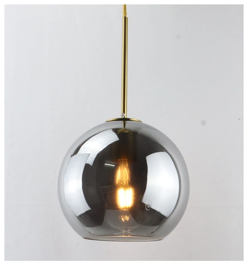 Modern Glass Ball Chandelier Lights for Dining Room Bar Kitchen Hanging Lamps Living Smoky Gray Glass Lampara Lustres Led Lights