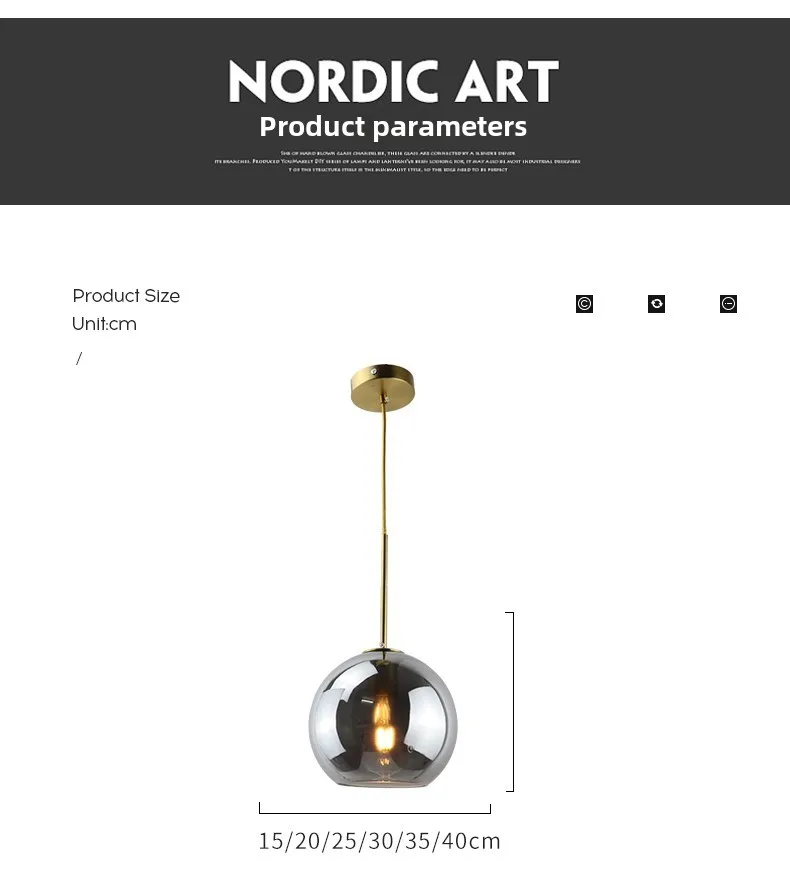 Modern Glass Ball Chandelier Lights for Dining Room Bar Kitchen Hanging Lamps Living Smoky Gray Glass Lampara Lustres Led Lights