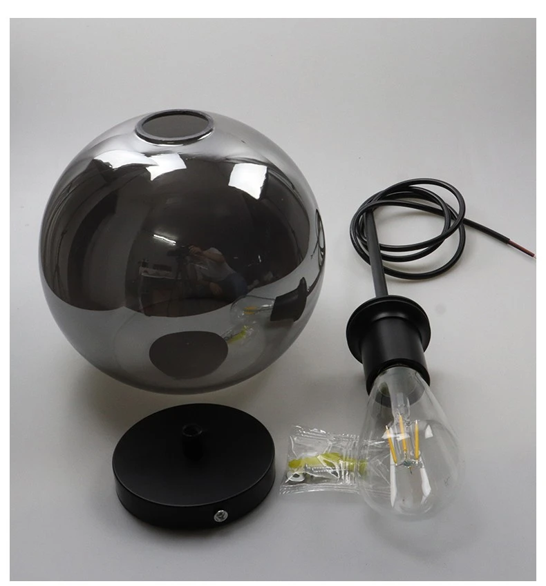 Modern Glass Ball Chandelier Lights for Dining Room Bar Kitchen Hanging Lamps Living Smoky Gray Glass Lampara Lustres Led Lights