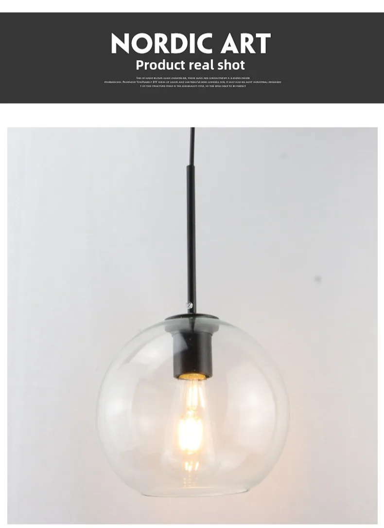 Modern Glass Ball Chandelier Lights for Dining Room Bar Kitchen Hanging Lamps Living Smoky Gray Glass Lampara Lustres Led Lights