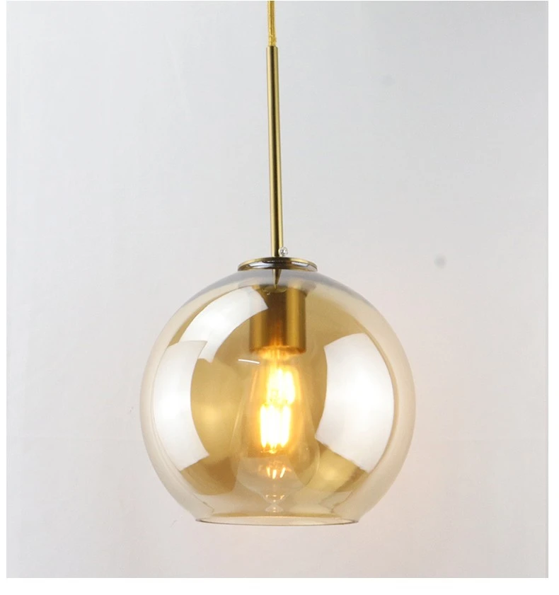 Modern Glass Ball Chandelier Lights for Dining Room Bar Kitchen Hanging Lamps Living Smoky Gray Glass Lampara Lustres Led Lights