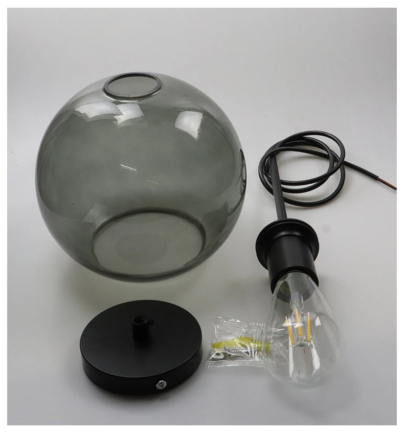Modern Glass Ball Chandelier Lights for Dining Room Bar Kitchen Hanging Lamps Living Smoky Gray Glass Lampara Lustres Led Lights