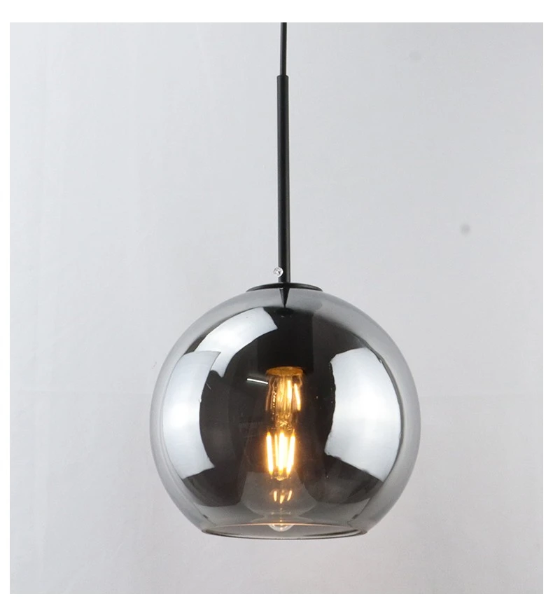 Modern Glass Ball Chandelier Lights for Dining Room Bar Kitchen Hanging Lamps Living Smoky Gray Glass Lampara Lustres Led Lights