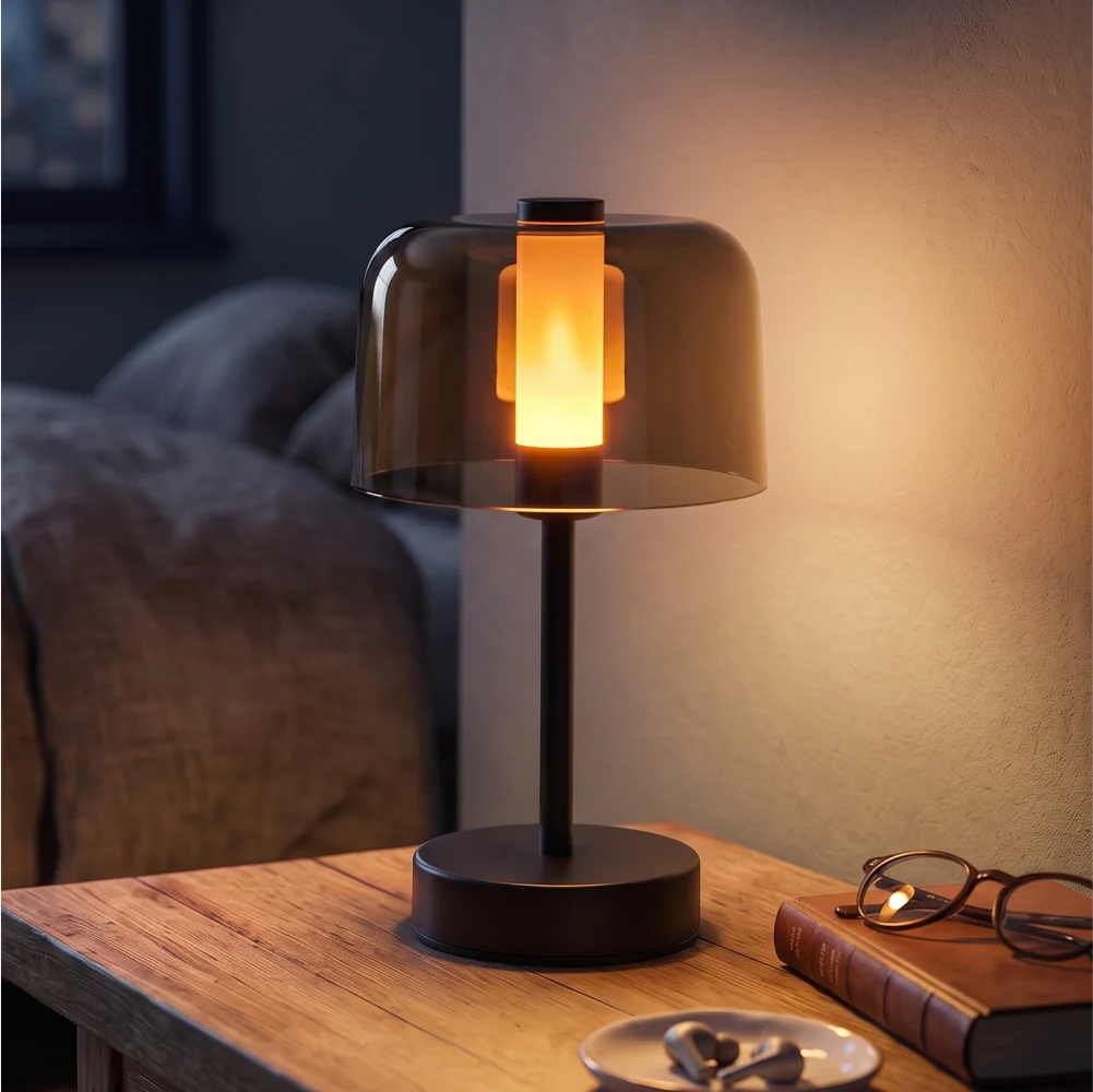 KFV Desk Lamp Luxury Transparent Light Lampshade Bedroom LED Table Lamp Decoration Mood Light Bedside Rechargeable Desk Lamps