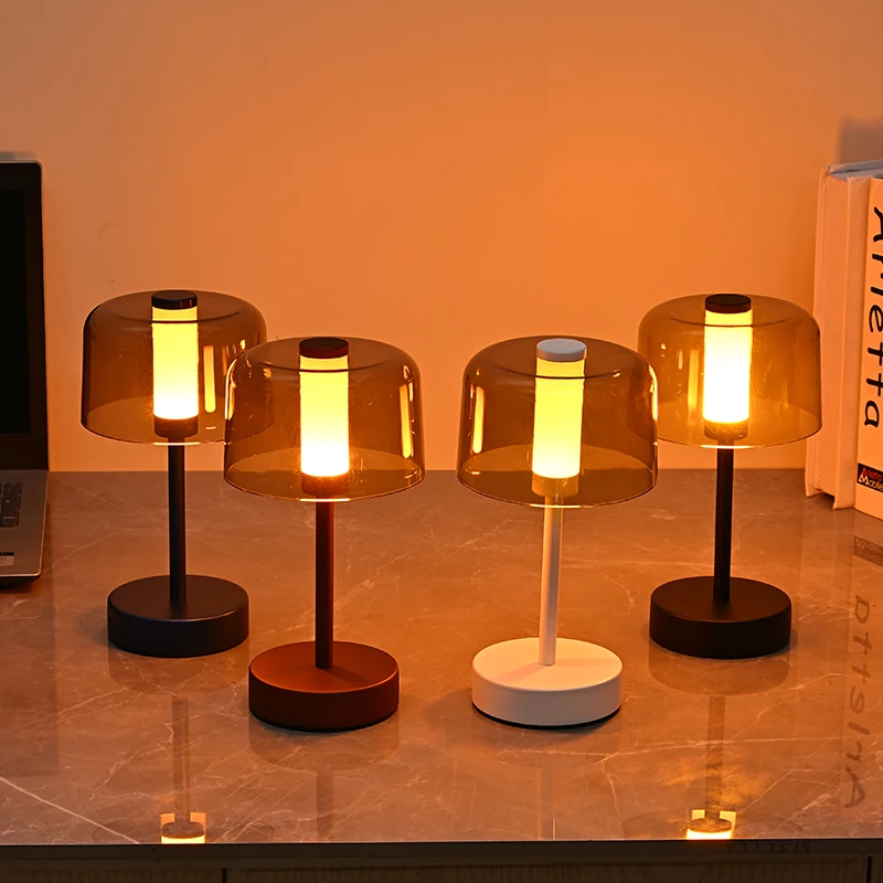 KFV Desk Lamp Luxury Transparent Light Lampshade Bedroom LED Table Lamp Decoration Mood Light Bedside Rechargeable Desk Lamps