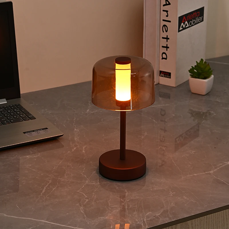 KFV Desk Lamp Luxury Transparent Light Lampshade Bedroom LED Table Lamp Decoration Mood Light Bedside Rechargeable Desk Lamps