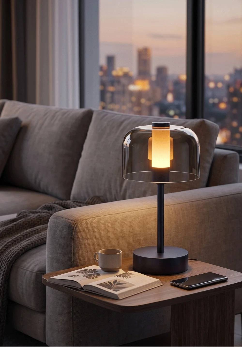KFV Desk Lamp Luxury Transparent Light Lampshade Bedroom LED Table Lamp Decoration Mood Light Bedside Rechargeable Desk Lamps