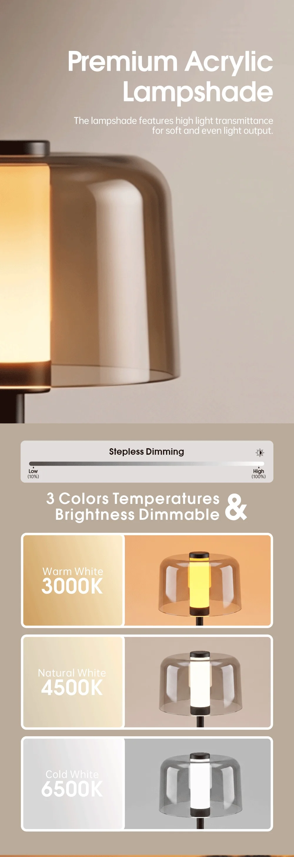 KFV Desk Lamp Luxury Transparent Light Lampshade Bedroom LED Table Lamp Decoration Mood Light Bedside Rechargeable Desk Lamps