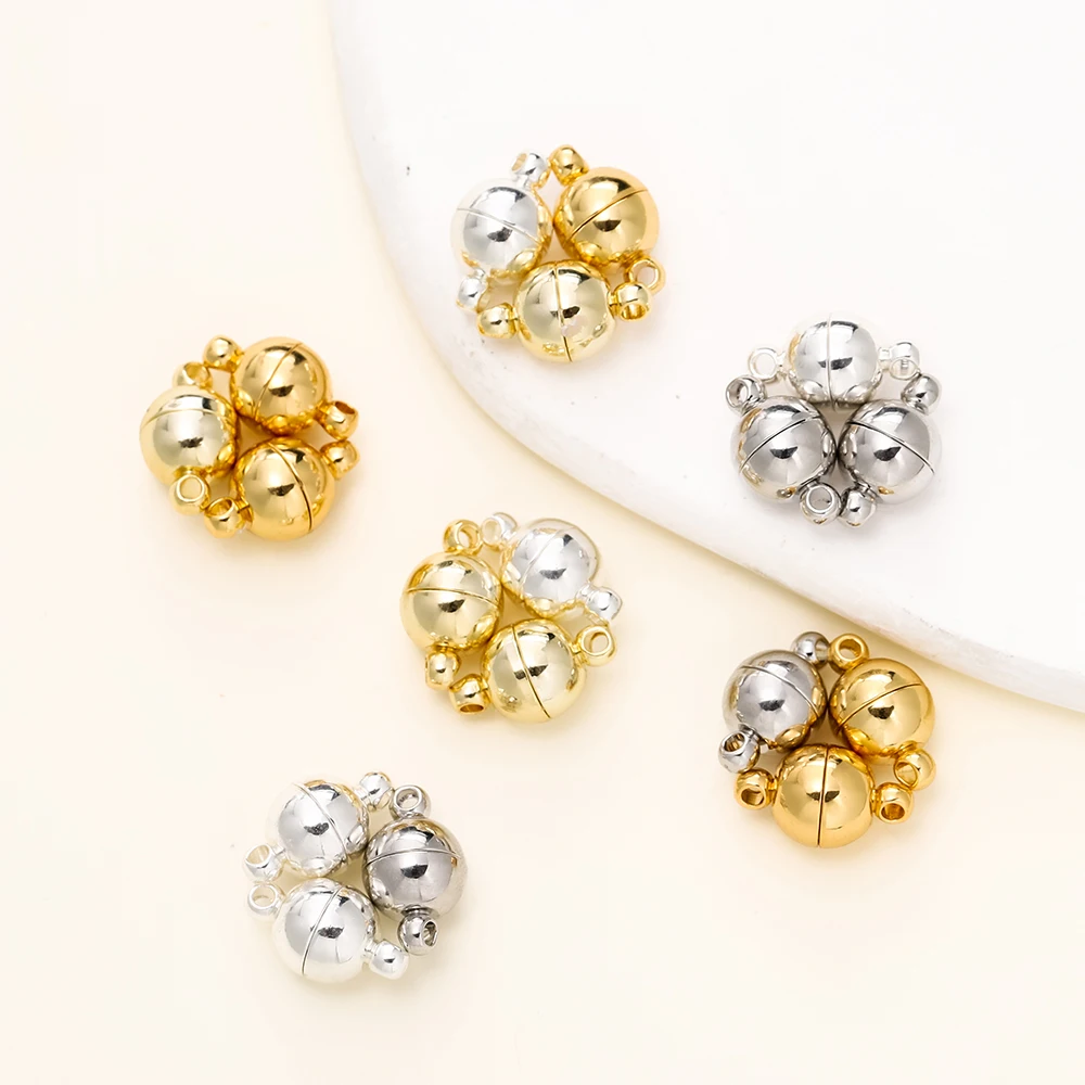 4/6pcs/pack 8*14MM 14K/18K Gold Plated Brass Magnetic Bracelet Clasp Beads for Handmade DIY Jewelry Making Accessories