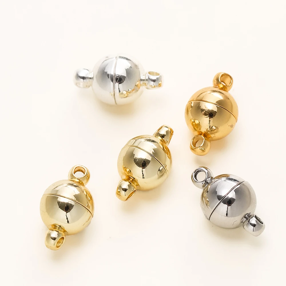 4/6pcs/pack 8*14MM 14K/18K Gold Plated Brass Magnetic Bracelet Clasp Beads for Handmade DIY Jewelry Making Accessories