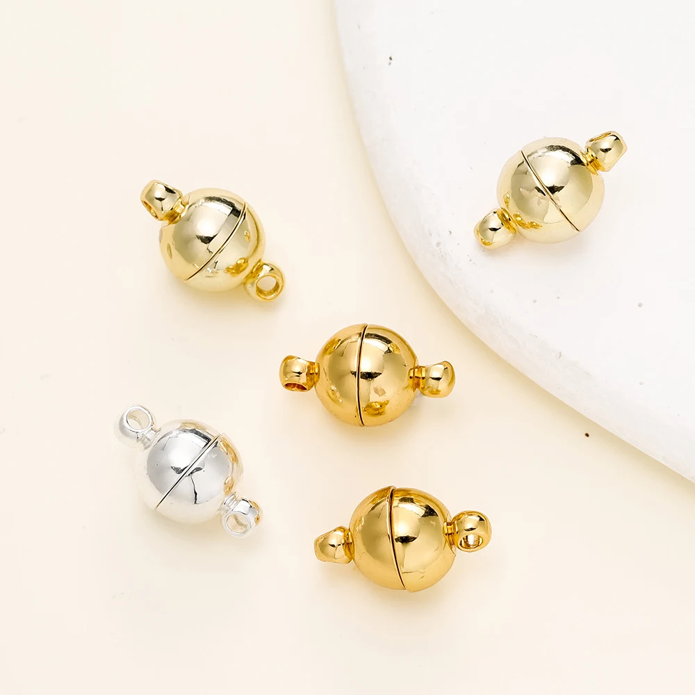 4/6pcs/pack 8*14MM 14K/18K Gold Plated Brass Magnetic Bracelet Clasp Beads for Handmade DIY Jewelry Making Accessories