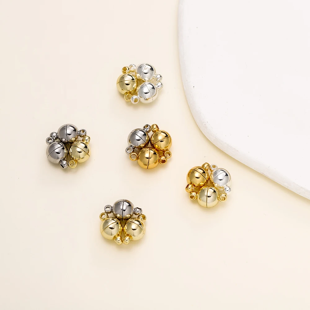 4/6pcs/pack 8*14MM 14K/18K Gold Plated Brass Magnetic Bracelet Clasp Beads for Handmade DIY Jewelry Making Accessories