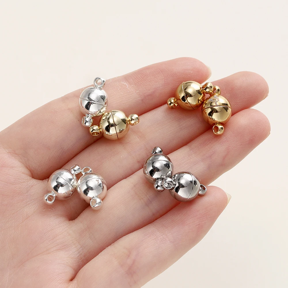 4/6pcs/pack 8*14MM 14K/18K Gold Plated Brass Magnetic Bracelet Clasp Beads for Handmade DIY Jewelry Making Accessories