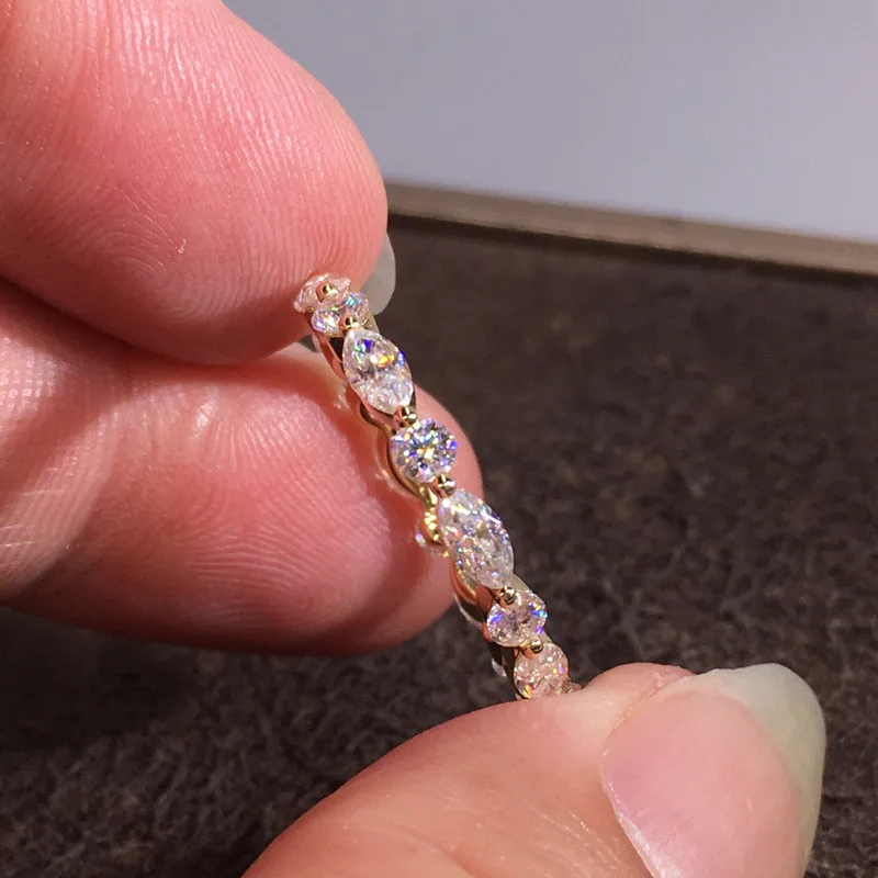 925 Sterling Silver Cubic Zirconia Rings for Women Gold Color Simple Stylish Newly Designed Rings Elegant Temperament Jewelry
