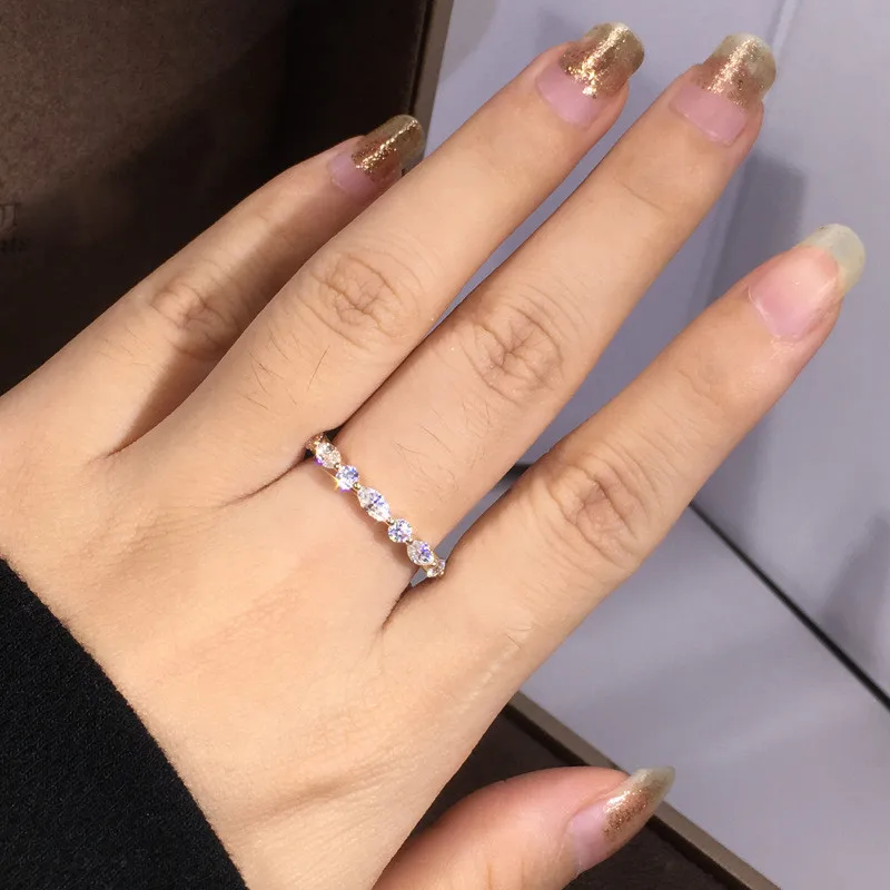 925 Sterling Silver Cubic Zirconia Rings for Women Gold Color Simple Stylish Newly Designed Rings Elegant Temperament Jewelry