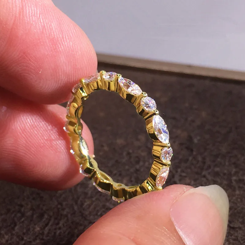 925 Sterling Silver Cubic Zirconia Rings for Women Gold Color Simple Stylish Newly Designed Rings Elegant Temperament Jewelry