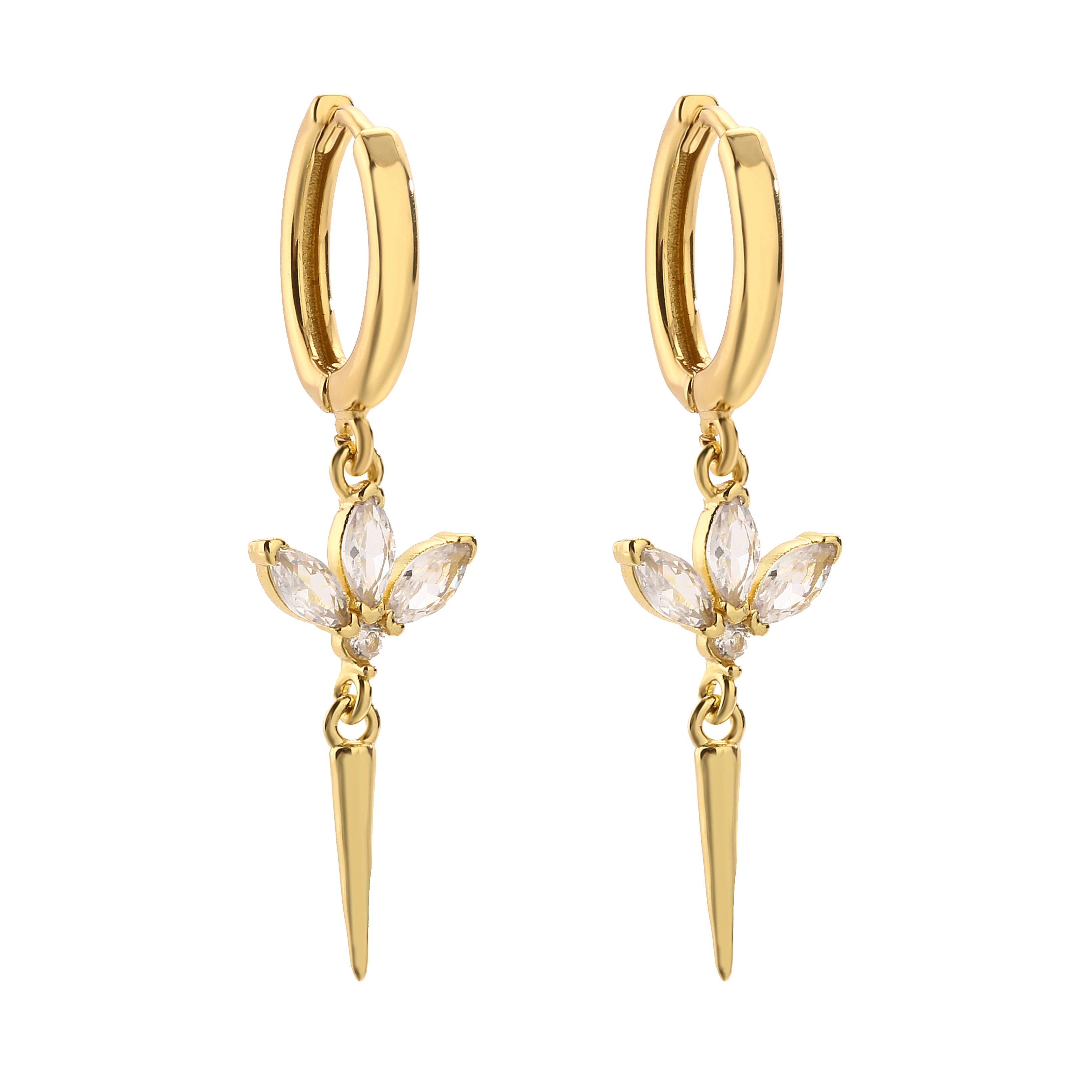 HECHENG,Hanging Rivet Cone Pendant Earrings Fashionable Women's Silver Color Accessories Party Jewelry
